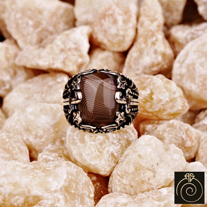 Agate Silver Men's Ring