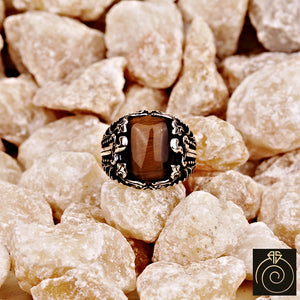 Tiger Eye Silver Men's Ring