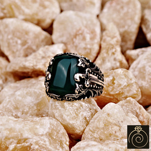 Agate Silver Men's Ring