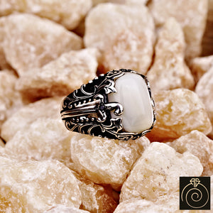 Mother Of Pearl Silver Men's Ring