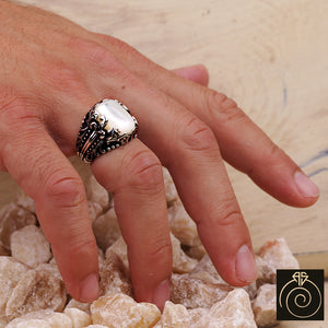 Mother Of Pearl Silver Men's Ring