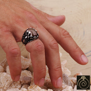 Agate Silver Men's Ring