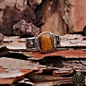 Tiger Eye Silver Men's Ring