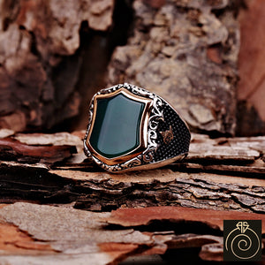 Agate Silver Men's Ring