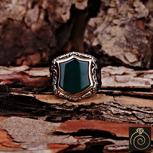 Agate Silver Men's Ring