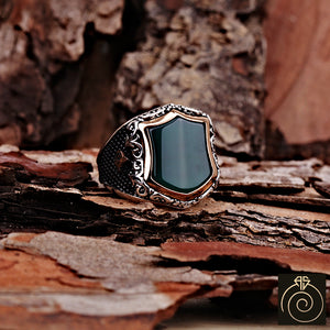 Agate Silver Men's Ring