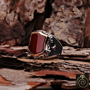 Agate Silver Men's Ring