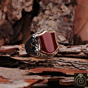 Agate Silver Men's Ring