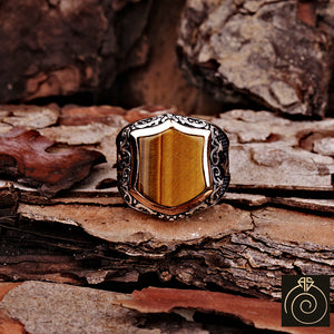 Tiger Eye Silver Men's Ring