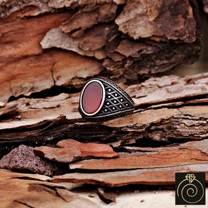 Agate Silver Men's Ring