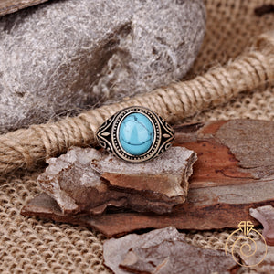 Turquoise Gemstone Engraved Men’s Ring