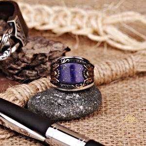 Lapis Lazuli Gemstone Silver Men's Ring