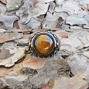 Brown Tiger Eye Gemstone Men's Ring