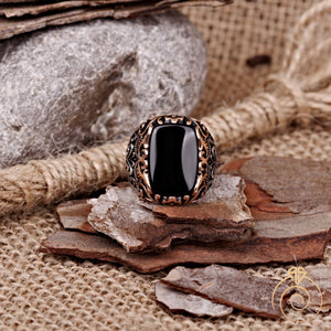 Rectangle Onyx Gemstone Men's Ring