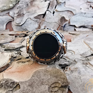 Onyx Gemstone Hand Engrave Men's Ring