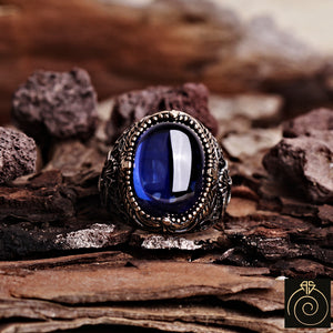 Sapphire Silver Men's Ring