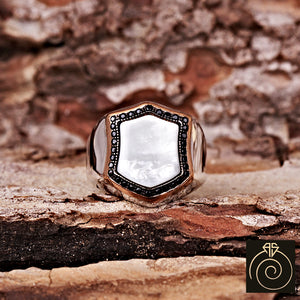 Mother of Pearl Silver Men's Ring