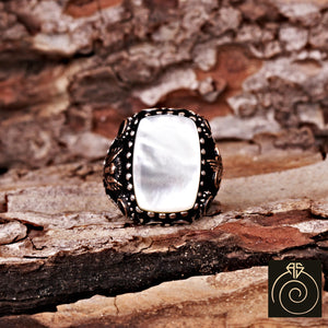 Mother of Pearl Silver Men's Ring