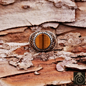 Tiger Eye Silver Men's Ring