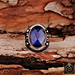 Sapphire Silver Men's Ring