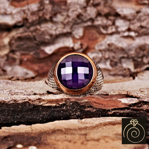 Amethyst Silver Men's Ring