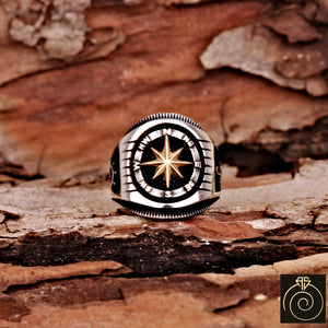 Compass Silver Men's Ring