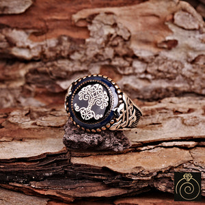 Enamel Tree of Life Silver Men’s Ring