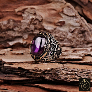 Amethyst Silver Men's Ring