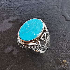 Lucifer Signet Turquoise Gemstone Men's Ring