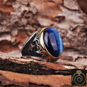 Tiger Eye Silver Men's Ring