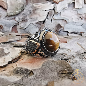 Brown Tiger Eye Gemstone Men's Ring