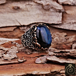 Tiger Eye Silver Men's Ring