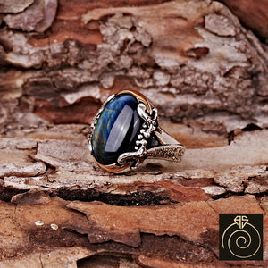 Tiger Eye Silver Men's Ring