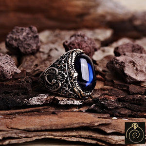 Sapphire Silver Men's Ring