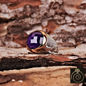 Amethyst Silver Men's Ring