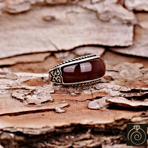 Agate Silver Men's Ring