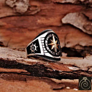 Compass Silver Men's Ring