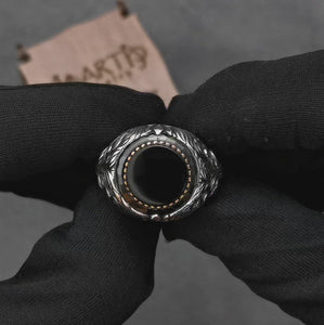 Onyx-black-silver-men's-ring-video