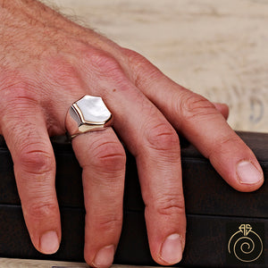 Mother Of Pearl Silver Men's Ring