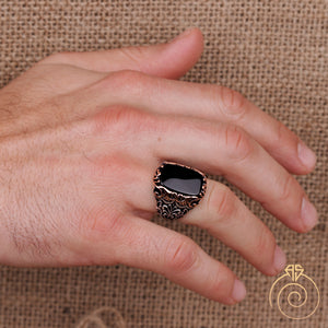 Rectangle Onyx Gemstone Men's Ring