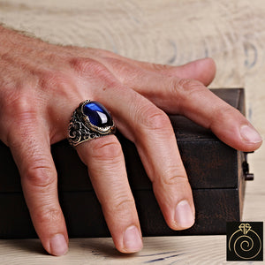 Sapphire Silver Men's Ring