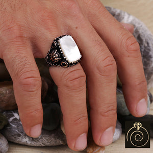 Mother of Pearl Silver Men's Ring