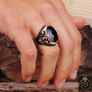 Sapphire Silver Men's Ring