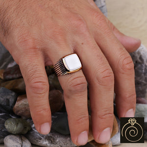 Opal Silver Men's Ring