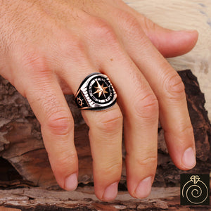 Compass Silver Men's Ring