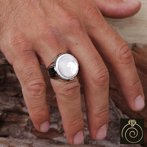 Mother of Pearl Silver Men's Ring