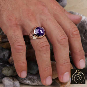 Amethyst Silver Men's Ring