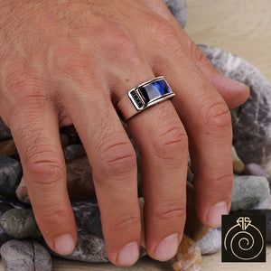 Enamel Wedding Silver Men's Ring