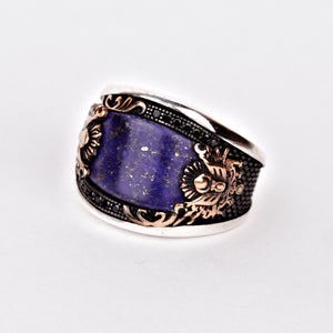 Lapis Lazuli Gemstone Silver Men's Ring