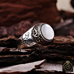 Mother Of Pearl Silver Men's Ring